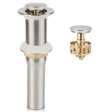 Bathroom Faucet Vessel Pop Up Sink Drain with Detachable Basket Stopper, Brus...
