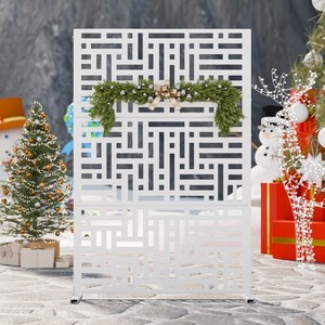Metal Privacy Screen Outdoor, 72" H x 47" W Freestanding Decorative Privacy S...