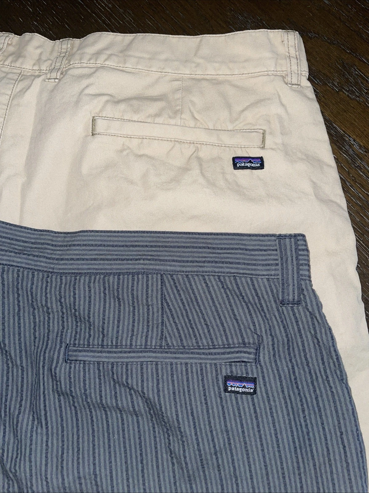 VTG Patagonia Shorts Men Khaki Grey Seersucker Organic Cotton Outdoor Hiking 40