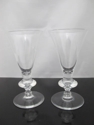 STEUBEN 7737 Teardrop Pattern 7 1/8" Wine WATER Glass Goblet Pair Set of 2