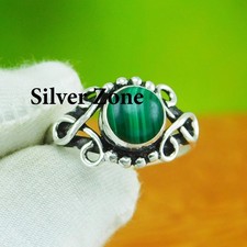 Malachite Gemstone 925 Sterling Silver Handmade Jewelry Ring Size 5 to 13