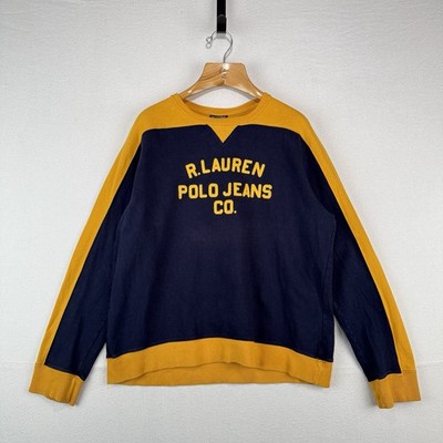 90 s Vtg Ralph Lauren Polo Jeans Co Men s L Sweatshirt Blue Yellow Made In USA