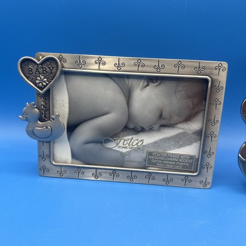 Fetco Home Decor Silver Piwter Baby Photo Frame Lot Of 2 - Picture 6 of 9