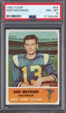 1962 Fleer #59 DON MAYNARD (HOF) PSA 8 NM/MT New York TITANS JETS  2nd Year