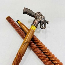 Handmade Solid Brass Head Handle Vintage Style Antique Wooden Walking Stick C...