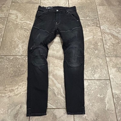 G-Star RAW 5620 3D Zip Knee Skinny Jeans Black Moto Elwood 32x30