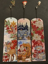 Diamond Painting Bookmarks Christmas Finished and Sealed Set Of 3