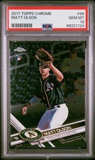 2017 Topps Chrome Matt Olson #98 RC Rookie Card PSA 10 GEM MINT. rookie card picture