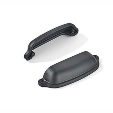 10 PCS Matte Black Cup Pulls 4 Inch Center Cabinet Drawer Handles Hardware