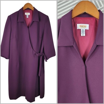Talbots Wrap Suit Dress Size 14 Petite Evening Midi Surplice Purple Professional