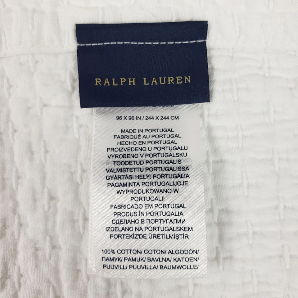 Manta acolchada Ralph Lauren Brooks completa/queen blanca de algodón 96 x 96 Foto 4 de 4