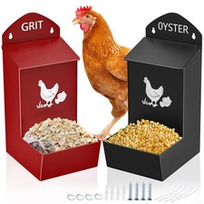 Chicken Oyster Shell Feeder Grit Feeder, Metal Automatic Chicken Feeders Coop...