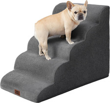 Curved Dog Stairs Ramp for High Beds, 5-Step Extra Wide Dog Steps for Small Dogs