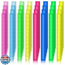Teling 192 Pack Rulers Bulk for Classroom Transparent Colorful Metric Rulers 