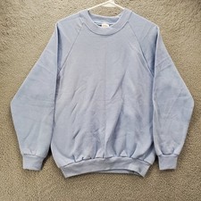 Vintage Fruit Of The Loom Crewneck Sweatshirt Womens Medium Light Blue Blank USA
