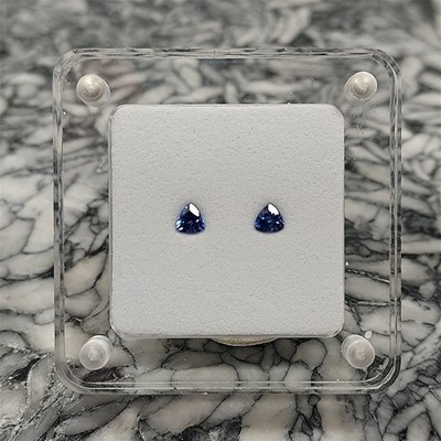 Pair of Faceted Benitoite Gemstones .32 ctw., Trillion Cut, #bftp32
