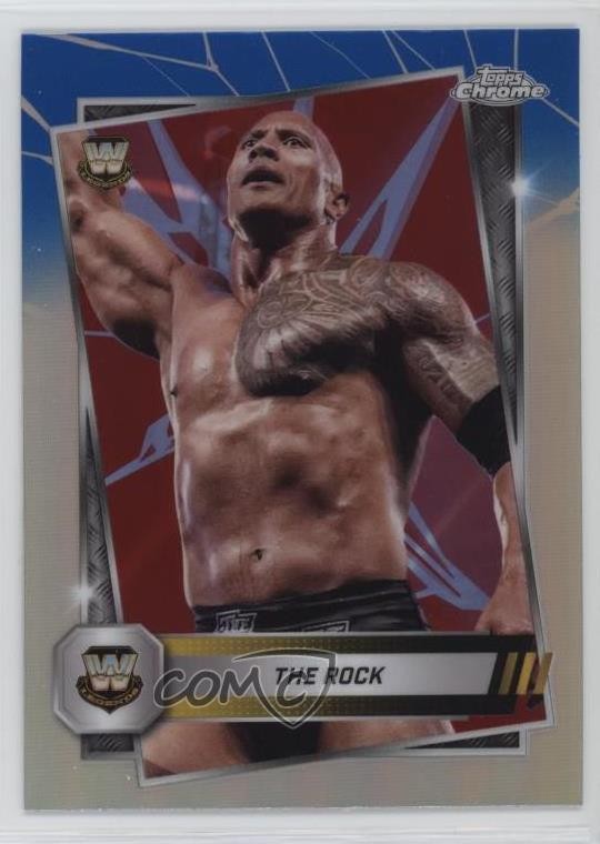 2025 Topps Chrome WWE Red & Blue Refractor The Rock #10 16wc