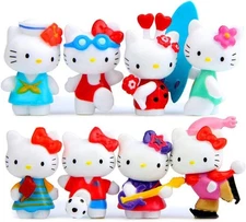 8 Piece Hello Kitty Figurine Set Mini Figures Cake Topper  Free Shipping