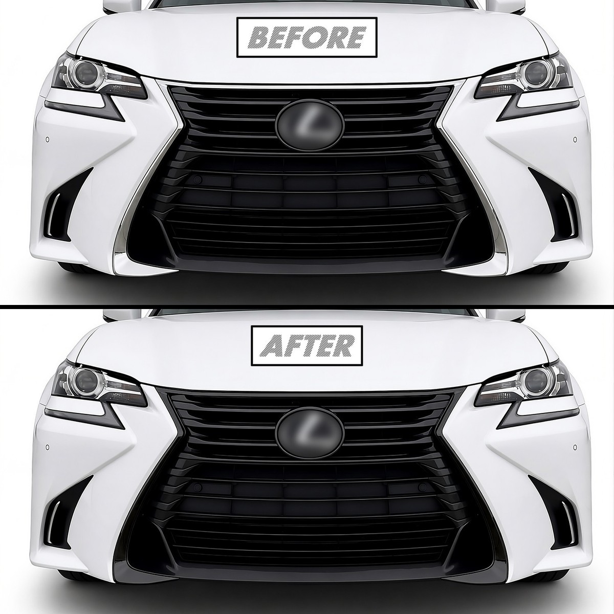 Chrome Delete Blackout Overlay for 2016-20 Lexus GS Front Bumper