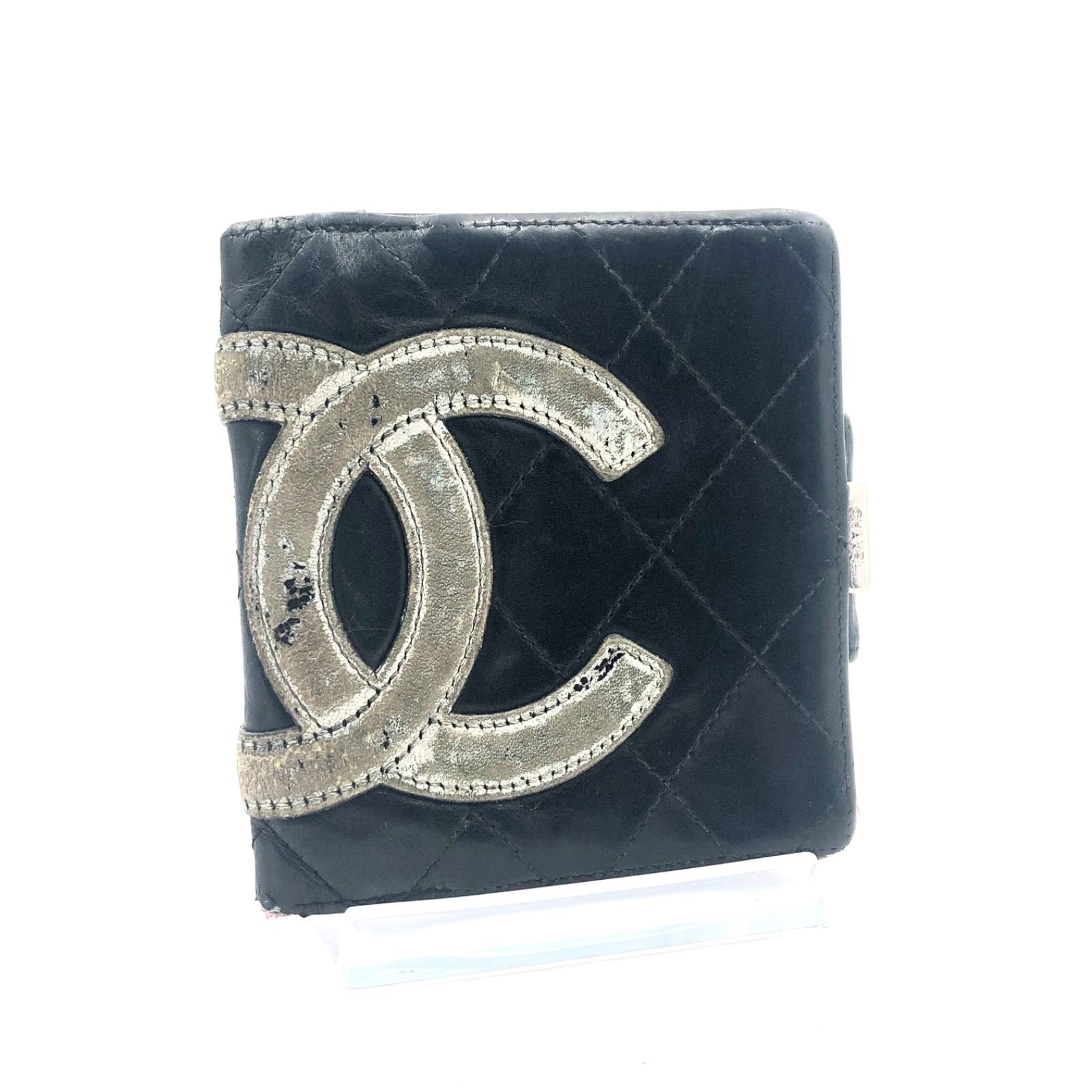 CHANEL Cambon Bi Fold Quilted Leather Wallet with Coco Mark Large Coin Purse