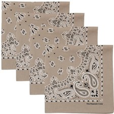 4 Pack Paisley Bandanas 22x22 Inch 100 Cotton Bulk Set for Pack of 4 Taupe