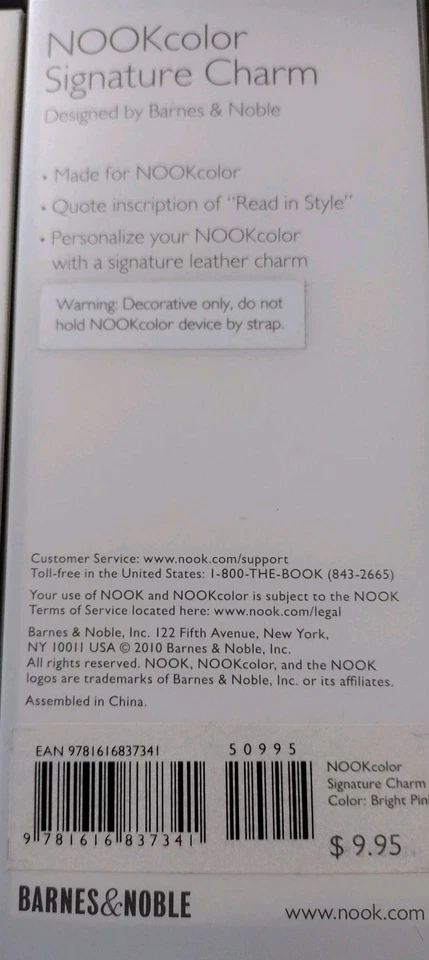 Lot Of 8 Barnes & Noble Nook Color Signature Corner Charm New Pink & Blue  - Image 3 of 3