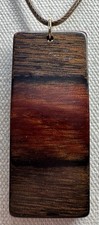 Beautiful Vintage Cocobolo Wood Rectangular Pendant On Cord Necklace