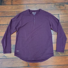 BYLT Henley T Shirt Men's Size L Maroon Burgundy Drop Cut Long Sleeve