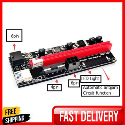 4Pin 6Pin Power PCI Express 1X bis 16X Riser Card PCI-E Extender Adapter für GPU