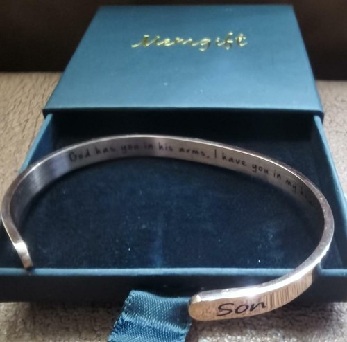Memgift Inspirational Gifts for Men Boys Stainless Cuff Bracelet New in Box - Picture 2 of 2