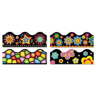 TREND T92919 2.25'' x 39'' Bright On BLK Border Variety - Assorted (48/Set) New