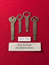 4 "SARGENT & GREENLEAF" FLAT BRASS KEYS, 1 DATED 1859, VINTAGE ANTIQUE LOT #251