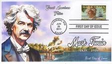 AO- 4545-4, 2011, Mark Twain,  Add-on Cover, First Day Cover, Standard Postmark,