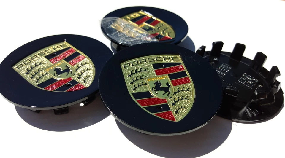 Set Of 4 Porsche Classic Hub Caps 76mm ( 2.99 ") Fits Most OEM Porsche Wheels - Image 4 of 4
