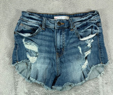 EUNINA Lulu Shortie Shorts Womens Small Denim Shorts Ripped Blue Jean Cut Offs