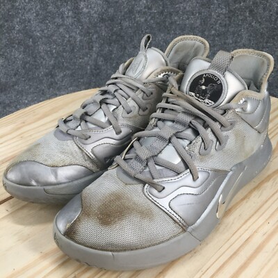 Nike Shoes Mens 8.5 NASA PG 3 Sneaker Gray Leather Mid Top Nike Shoes Mens 8.5 NASA PG 3 Sneaker Gray Leather Mid Top