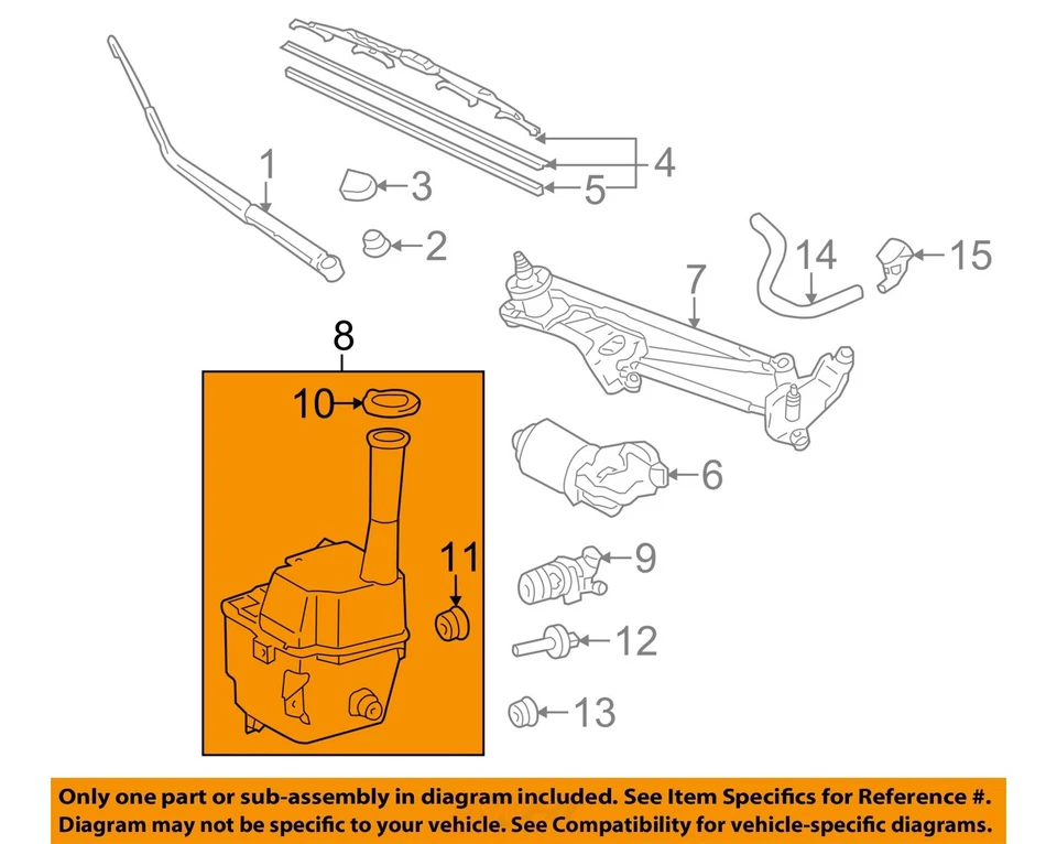 Used Washer Fluid Reservoir fits: 2012 Toyota Sienna Grade A Foto 3 de 4