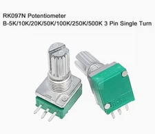 RK097N Potentiometer B-5K/10K/20K/50K/100K/250K/500K 3 Pin Single Turn 