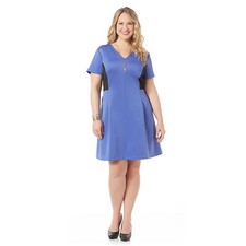 Metaphor Women's Plus Fit & Flare Dress - Colorblock, Plus-Size: 2X,Blue& Black