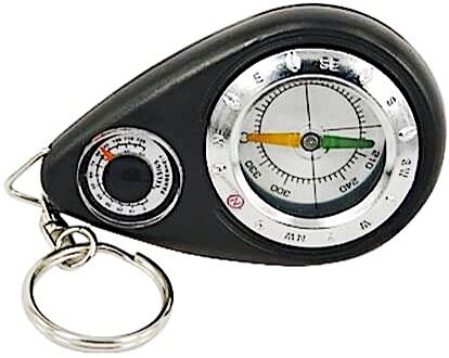 2,75 Zoll Taschenformat Mini Survival Thermometer Kompass Schlüsselanhänger zum Wandern Camping - Bild 2 von 3