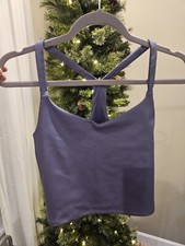 Abercrombie Fitch Sheen V-Neck Cropped Racerback Tank Top Blue Size Small