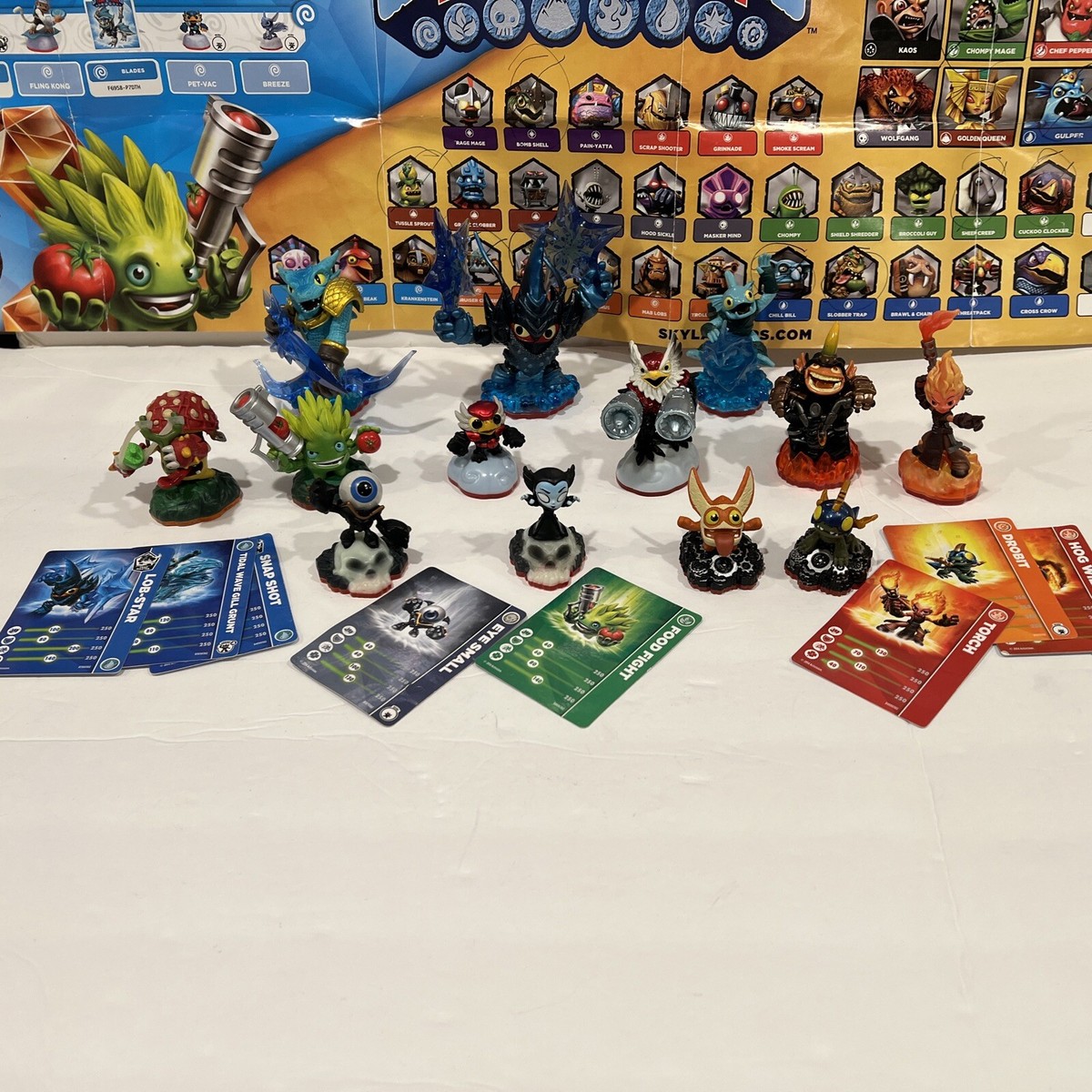 Lot of 13 Skylanders Trap Team Figures Poster Cards, Lob Star Snap