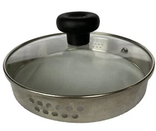 T-fal Replacement Lid 7" Strainer Sides Glass Stainless Steel Black Handle Vent