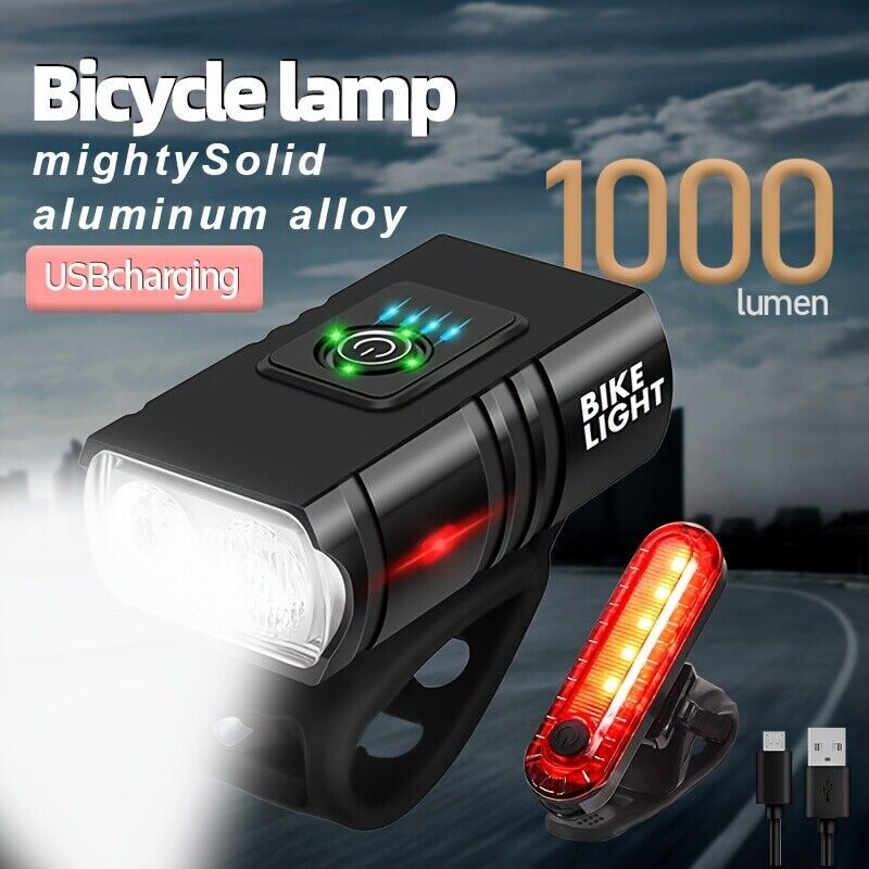 USB Rechargeable Bike Lights, LED Waterproof Bike Lights With Front Lights And T
