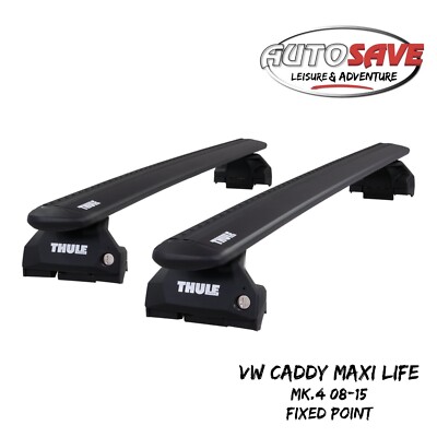 Thule WingBar Evo Black Roof Bars Set for VW Caddy Maxi Life Mk.4 15-20 Fixpoint