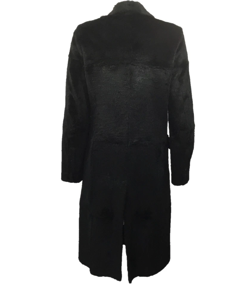 Abrigo negro vintage de piel de conejo SALVATORE FERRAGAMO de segunda mano, talla 8 Foto 3 de 3