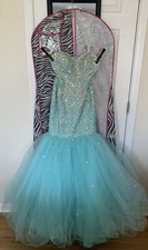 Prom / Formal / Pageant Dress Aqua Color With Multiple Style Rhinestones Size 4