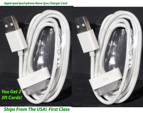 Apple Sync Charger Cord Get 2 - for Ipad Ipod Iphone - 3 foot - 30 Pin Gen 1 & 2 - 第 1/4 張圖片