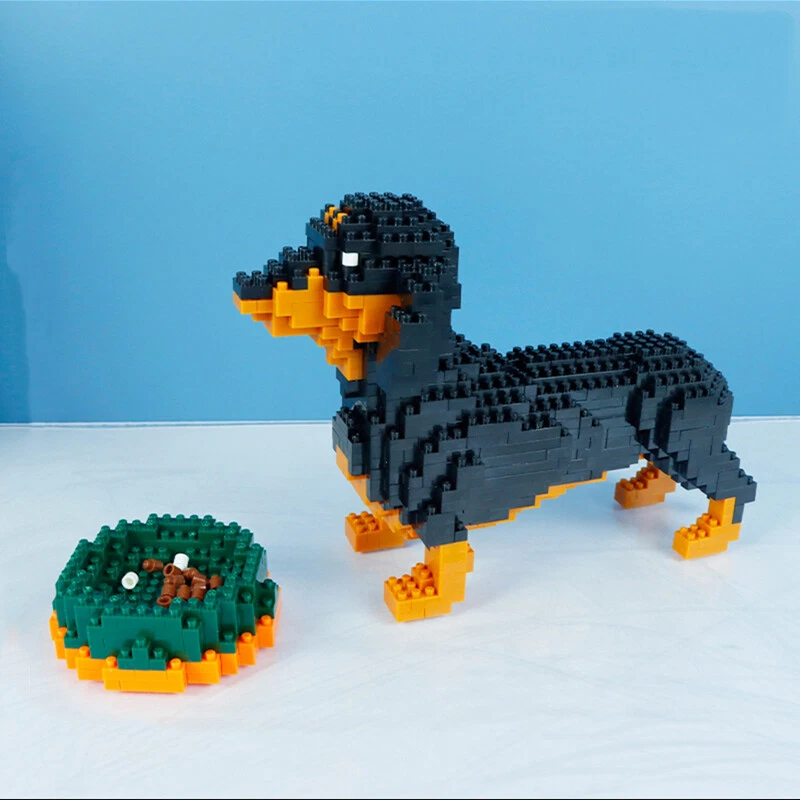 New Dachshund Dog Black Pet 3D Model DIY Mini Diamond Blocks Bricks Building Toy - Image 3 of 4
