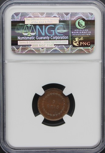 Portuguese India GOA 1871 5 Reis NGC Graded MS-62 ONLY 51,000 Mintage Rare - Picture 4 of 4